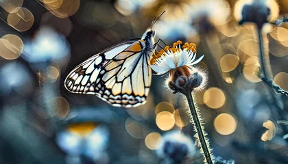 Foto op Canvas  Macro shots, Beautiful nature scene. Closeup beautiful butterfly sitting on the flower in a summer garden.  © blackdiamond67