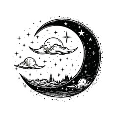 Moon svg, moon png, summer clipart, clipart, moon illustration, palm, tree, beach, tropical, vector, summer, illustration, island, silhouette, sea, sun, nature, travel, ocean, sunset, design, sky, lan