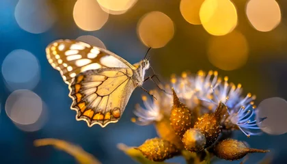 Wandcirkels plexiglas  Macro shots, Beautiful nature scene. Closeup beautiful butterfly sitting on the flower in a summer garden.  © blackdiamond67