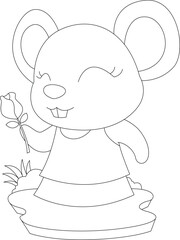 Mouse Rose Flower Animal Vector Graphic Art Illustration