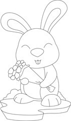 Rabbit Bunch of flowers Flowers Animal Vector Graphic Art Illustration