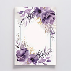 Beautiful watercolor floral Purple wedding template