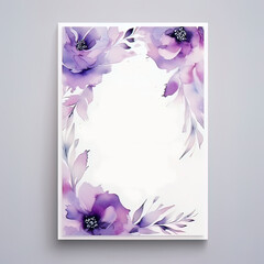 Beautiful watercolor floral Purple wedding template