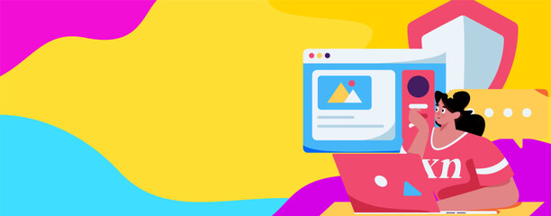 Flat vector illustration of business people operating work scene
