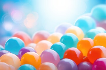 Colorful balloons or candy on bokeh background with copy space for text.  cupcakes, National Balloon Day, National Gum Drop Day or National Gumdrop Day. 