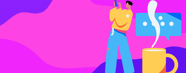 Flat vector illustration of business people operating work scene
