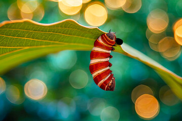 Amazing moment ,Large tropical butterfly hatch from the pupa and emerging with clipping path. ...