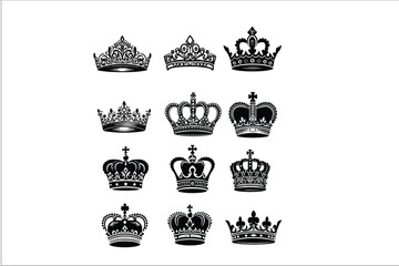 Imperial Jewels: Vector Graphics of Royal Crowns clipart Bundle