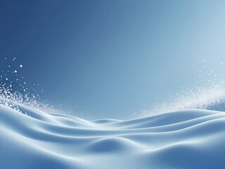 Winter landscape background with wavy white snow on blue background