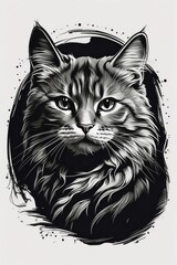 Cat tilted its head to the side icon, mono black glyph 2d stamp