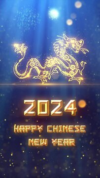 Mobile Vertical Resolution 1080x1920 Pixels, Chinese New Year 2024 Background Animation 
