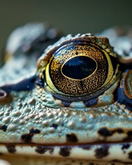 Close-up of a textured frog eye in stunning detail, perfect for wildlife and macro photography projects.