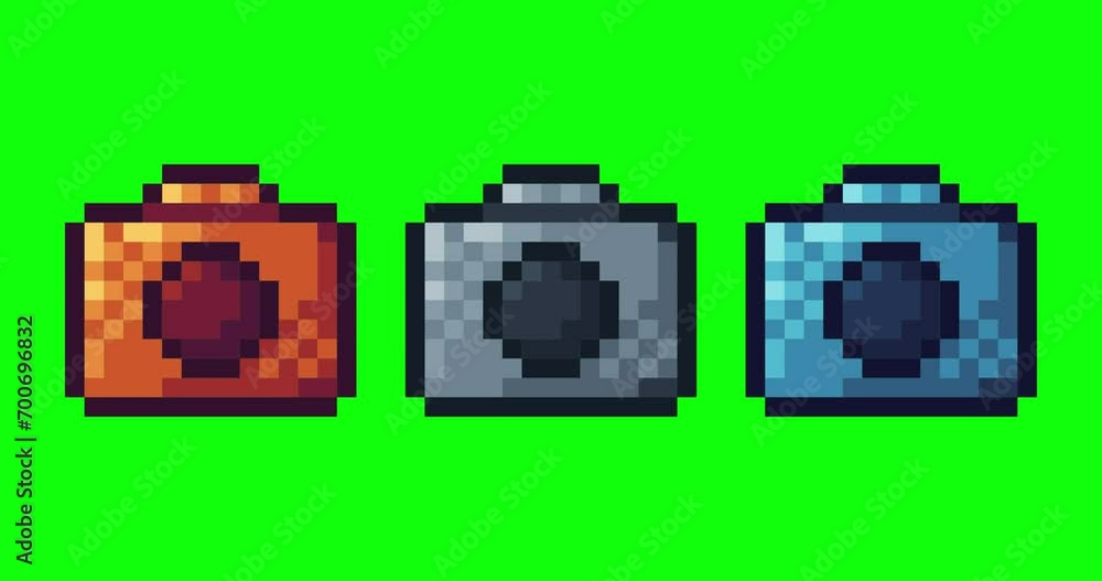 Poster green screen of camera,camera icon bits pixel slowly appeared and dissappeared. simple animation fro