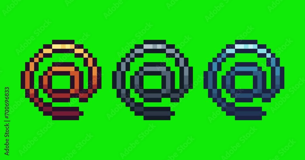 Poster green screen of add,at sign icon bits pixel slowly appeared and dissappeared. simple animation from 