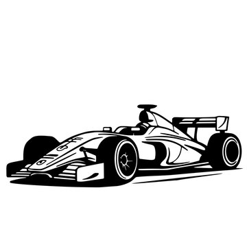 Black silhouette of race cars. Sports symbols isolated