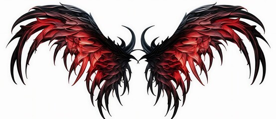 3d rendering of a red and black dragon wings isolated on white background