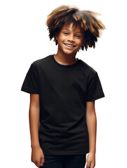 Black Tshirt Kid Male - BELLA CANVAS  Youth Jersey Tee - 3001Y, 5000B, and G5000B Mockup PNG	