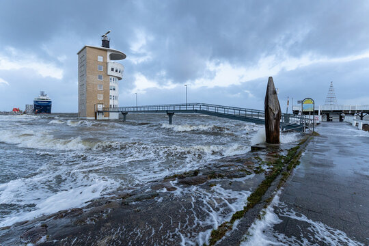 storm surge on the coast of Cuxhaven, Germany