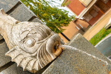 Detail of the water fountain in the town of Villalon de Campos, Valladolid. Spain