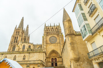 Fototapeta na wymiar Detail of the Gothic Cathedral of Burgos called Santa Maria, Castilla Leon, Spain