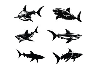Aquatic Dominance: Powerful Shark EPS Illustration Bundle