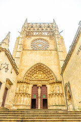 Fototapeta na wymiar Entrance door to the Gothic cathedral of Burgos called Santa Maria, Castilla Leon, Spain