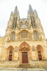 Fototapeta na wymiar Panoramic view of the Burgos cathedral called Santa Maria, Castilla Leon, Spain