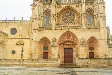 Side view of the Burgos Cathedral called Santa Maria, Castilla Leon, Spain