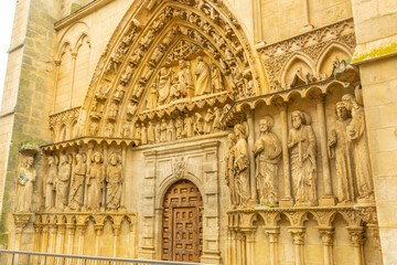 Beautiful door on the side of the Cathedral of Burgos, Castilla Leon, Spain