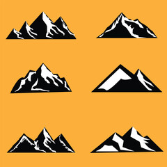 Mountain vector icons set. Set of mountain silhouette elements. Outdoor icon snow ice mountain tops, decorative symbols isolated. Camping mountain logo, travel labels, climbing or hiking badges 0 8 0