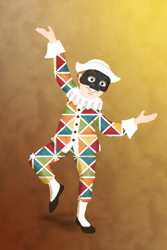 arlecchino, Clown, pagliaccio, illustrazione, maschera, tradizionale, italiano, carnevale, commedia