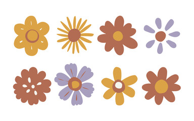 Abstract flowers vector clipart. Spring illustration.