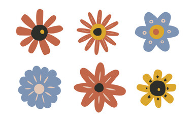 Abstract flowers vector clipart. Spring illustration.