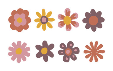 Abstract flowers vector clipart. Spring illustration.