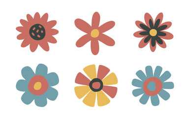 Abstract flowers vector clipart. Spring illustration.