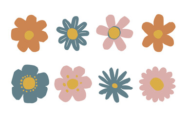 Abstract flowers vector clipart. Spring illustration.
