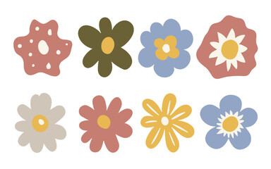 Abstract flowers vector clipart. Spring illustration.