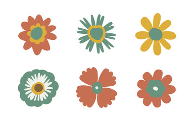 Abstract flowers vector clipart. Spring illustration.