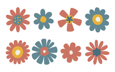 Abstract flowers vector clipart. Spring illustration.