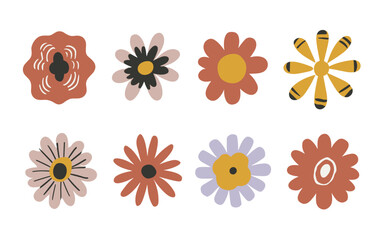 Abstract flowers vector clipart. Spring illustration.