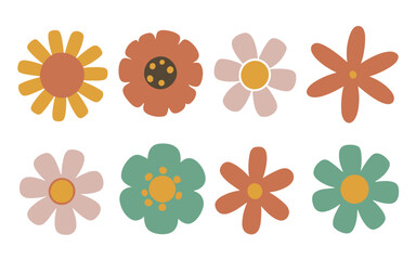 Abstract flowers vector clipart. Spring illustration.