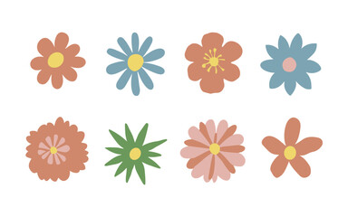 Abstract flowers vector clipart. Spring illustration.