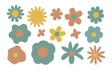 Abstract flowers vector clipart. Spring illustration.