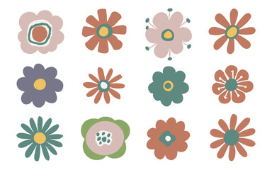 Abstract flowers vector clipart. Spring illustration.