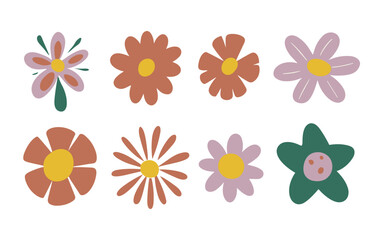 Abstract flowers vector clipart. Spring illustration.