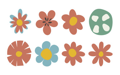 Abstract flowers vector clipart. Spring illustration.