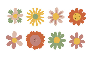 Abstract flowers vector clipart. Spring illustration.