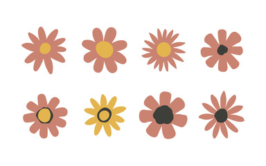 Abstract flowers vector clipart. Spring illustration.