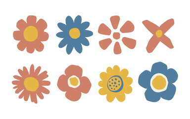 Abstract flowers vector clipart. Spring illustration.