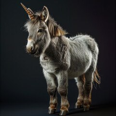 Whimsical Wonders: Singular Majesty of the Dwarf Unicorn Donkey. Generative AI